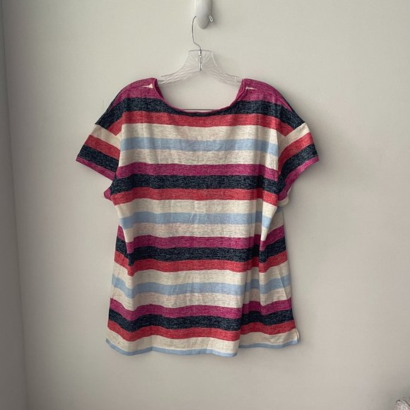 Terra & Sky Women's Plus Size Striped V-Neck Shirt - Picture 3 of 6